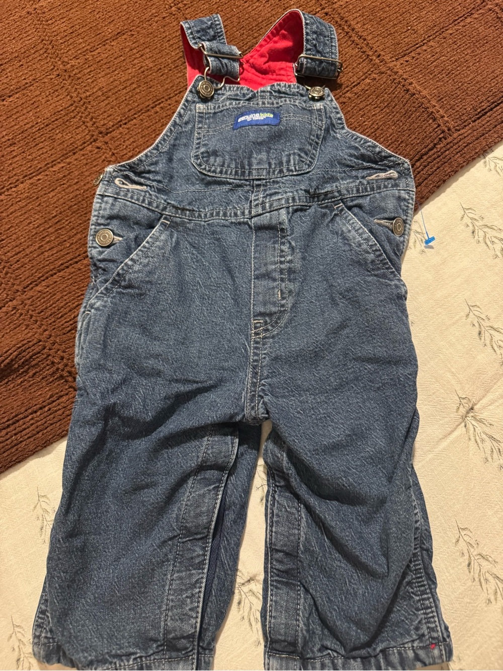 OshKosh B'gosh Denim Overalls with Red Lining